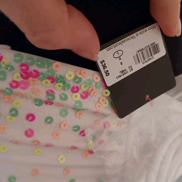 Victoria Secret Women's Large Rainbow Sequin Pushup Tie Bikini Top - Picture 5 of 7